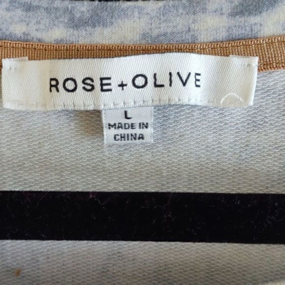 Rose + Olive Long Sleeve Tie Dye Shirt with Bunched Center Waist Size L - Picture 8 of 12
